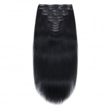 Clip In Hair Extensions Remy Hair Jet Black #1 (100g)