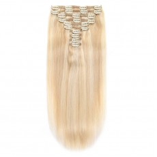 Clip In Hair Extensions Remy Hair Dirty Blonde Balayage #18P-60 (100g)
