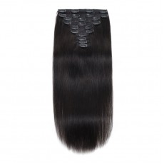 Clip In Hair Extensions Remy Hair Natural Black #1B (100g)