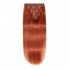 Clip In Hair Extensions Remy Hair Cooper Red #350 (100g)