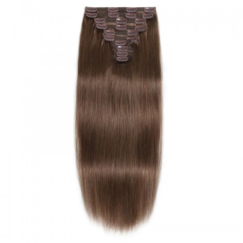 Clip In Hair Extensions Remy Hair Chestnut Brown #6 (100g)