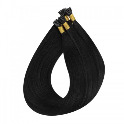 I Tip Hair Extensions Remy Hair Jet Black #1 (100g)