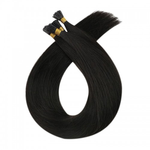 I Tip Hair Extensions Remy Hair Natural Black #1B (100g)