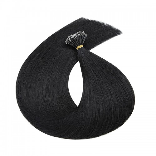 Nano Ring Hair Extensions Remy Hair Jet Black #1 (100g)