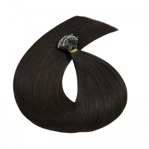 Nano Ring Hair Extensions Remy Hair Natural Black #1B (100g)