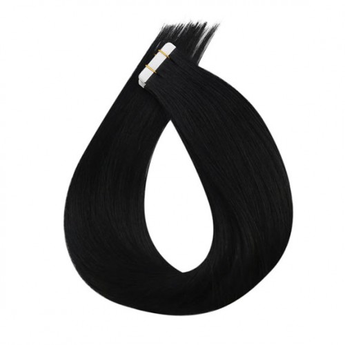 Tape In Hair Extensions Remy Hair Natural Black #1B (40pcs/100g)